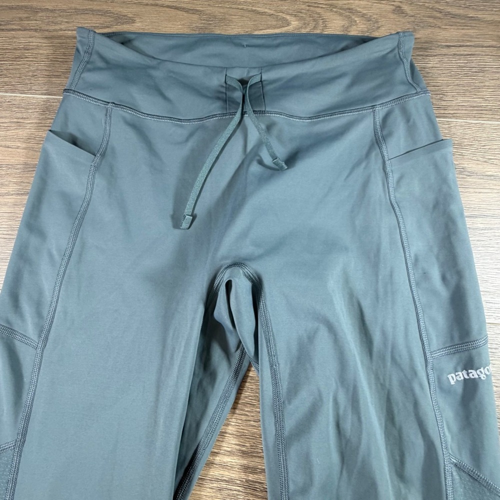 Patagonia Women's Endless Run TIghts 7/8 Leggings Blue/Gray M Mid Rise Pockets